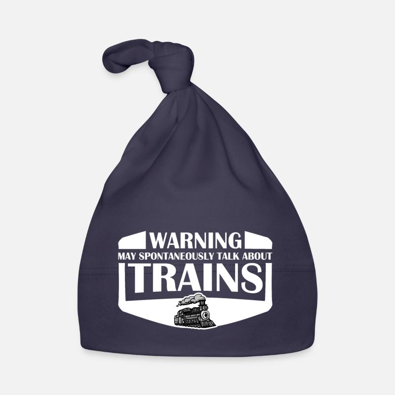 Warning May Spontaneously Talk About Trains Spruch Baby Bio-Mütze