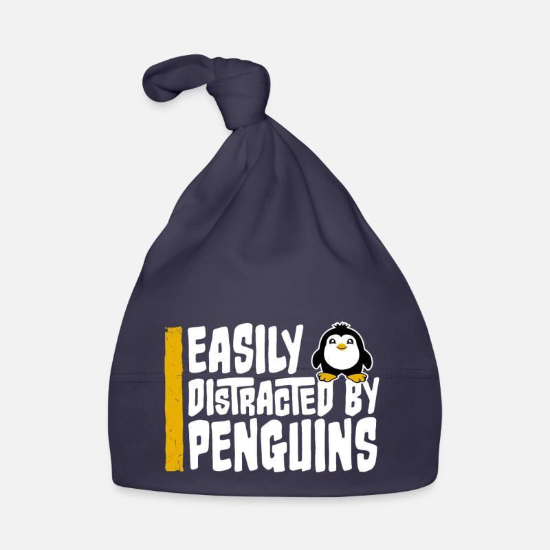 Easily Distracted By Penguins Funny Cute Penguin Organic Baby Cap