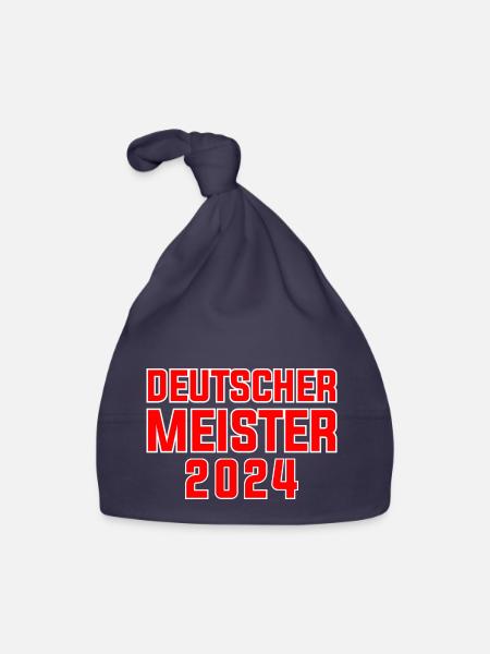 Leverkusen Deutscher Meister 2024 Fussball Verein - Baby Bio-Mütze - Navy - Vorne