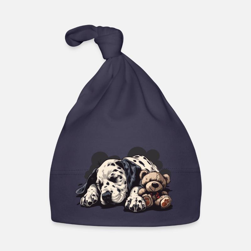 Sleeping Dalmatian with teddy bear Organic Baby Cap