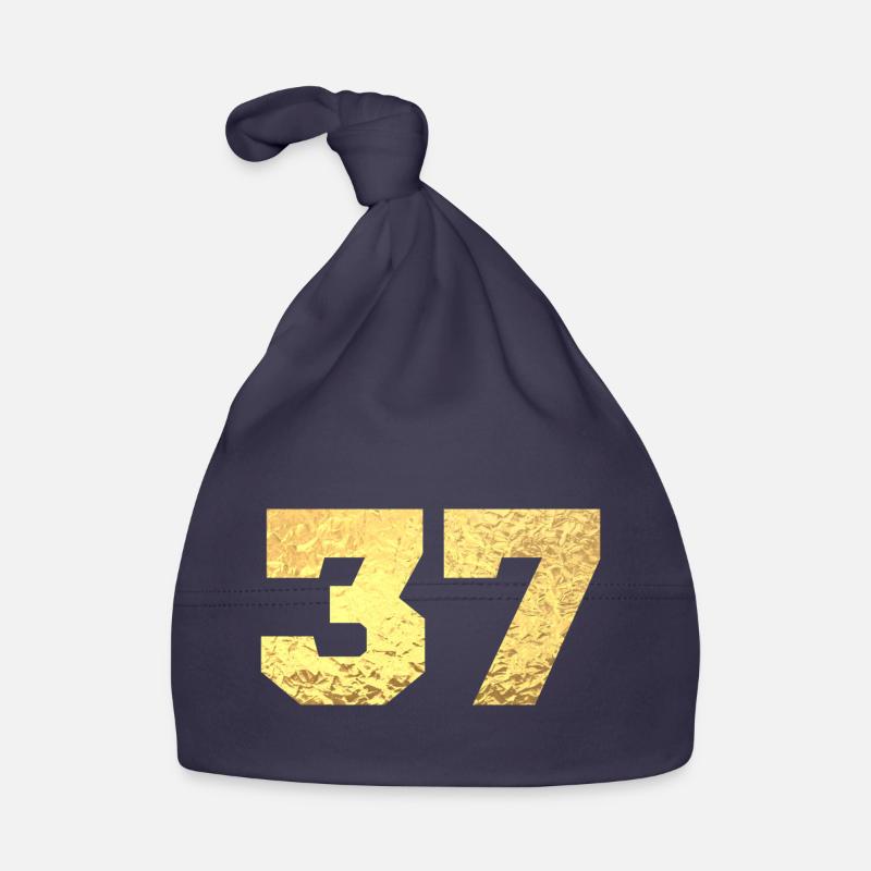 Numéro 37 paillettes doré - 37e anniversaire - Bonnet bio Bébé - marine