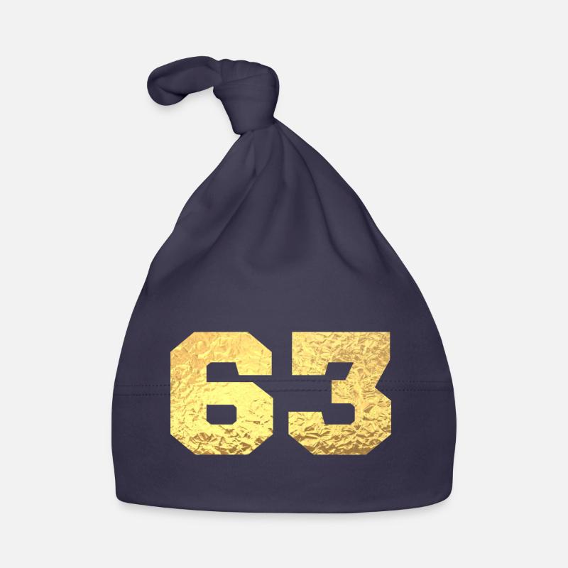 Numéro 63 paillettes doré - 63e anniversaire - Bonnet bio Bébé - marine