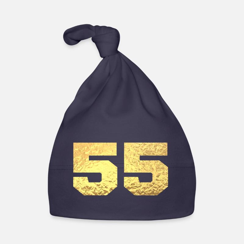 Numéro 55 paillettes doré - 55e anniversaire - Bonnet bio Bébé - marine
