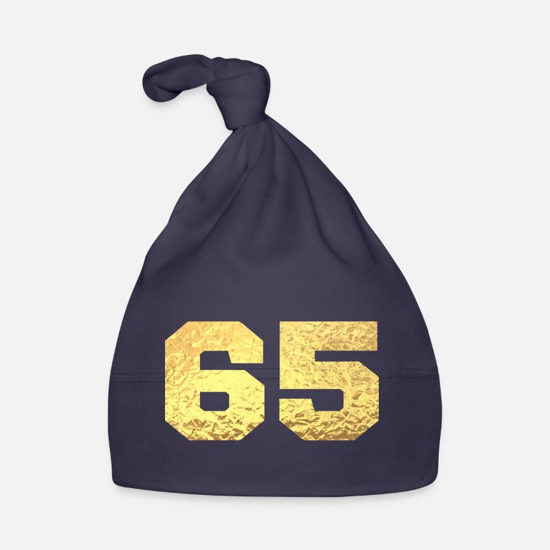 Numéro 65 paillettes doré - 65e anniversaire - Bonnet bio Bébé - marine