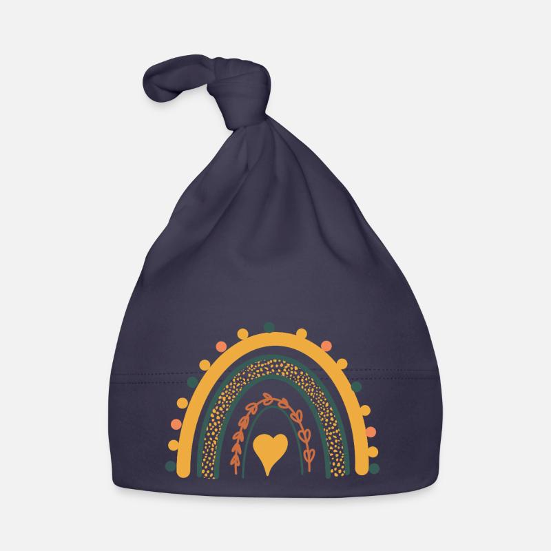 Rainbow Boho Print Abstract Rainbow - Organic Baby Cap - navy