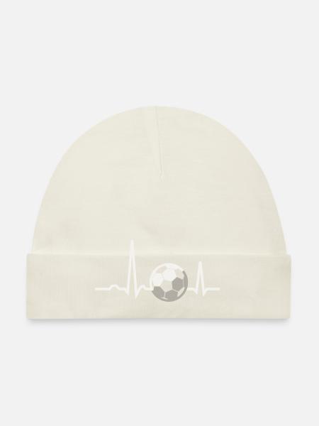 Don pour fan de la ligne ECG Pulsation de cœur de football - Bonnet bio Bébé - marine - Devant