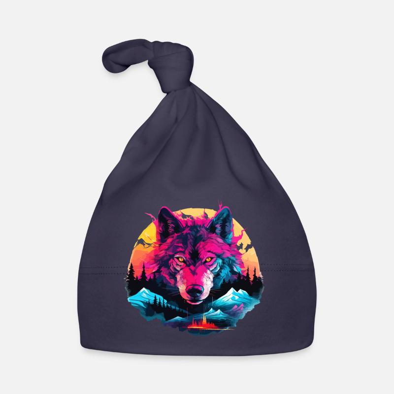 Wolf Wolf Head Wolves Wolf Pack Nature Neon Colorful Organic Baby Cap