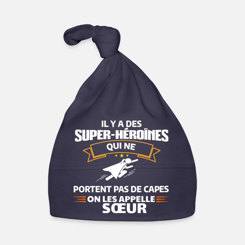 Héroïnes non capes illustrées - Bonnet bio Bébé - marine