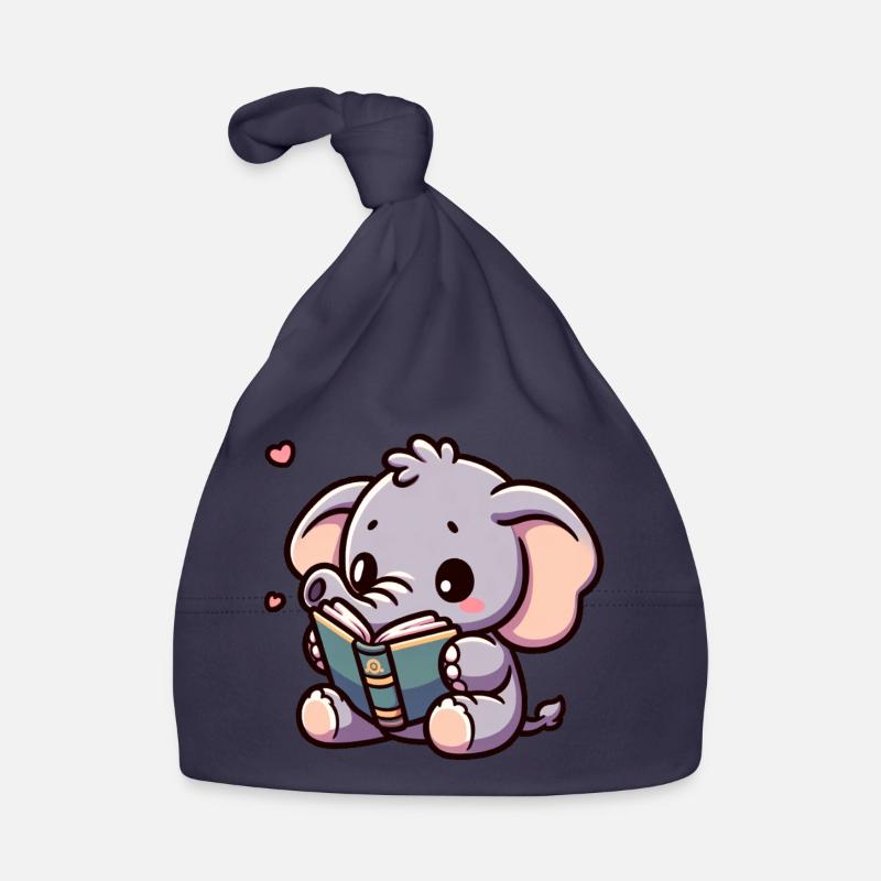 Elephant Reading Story-time Elephant Onesie Organic Baby Cap