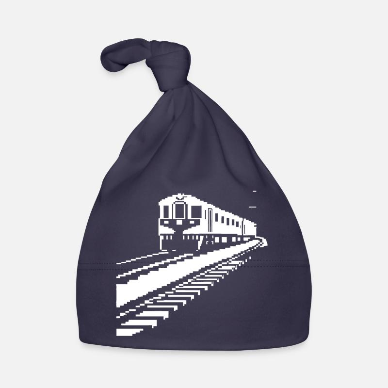 Eisenbahn Pixelkunst - Baby Bio-Mütze - Navy