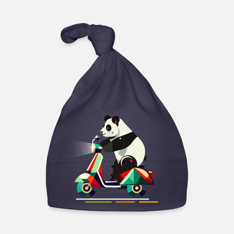 niedlichere Panda auf einem farbenfrohen Roller Baby Bio-Mütze