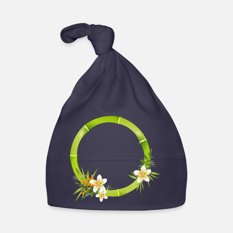 Bamboo frame with tropical leaves & flowers Organic Baby Cap