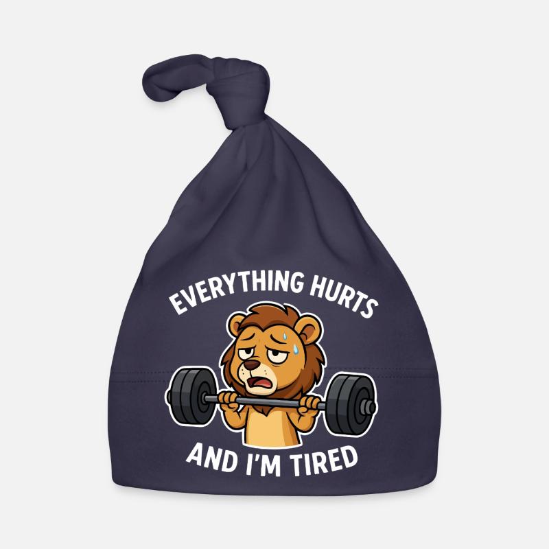 Tired Lion Workout Meme Design Organic Baby Cap