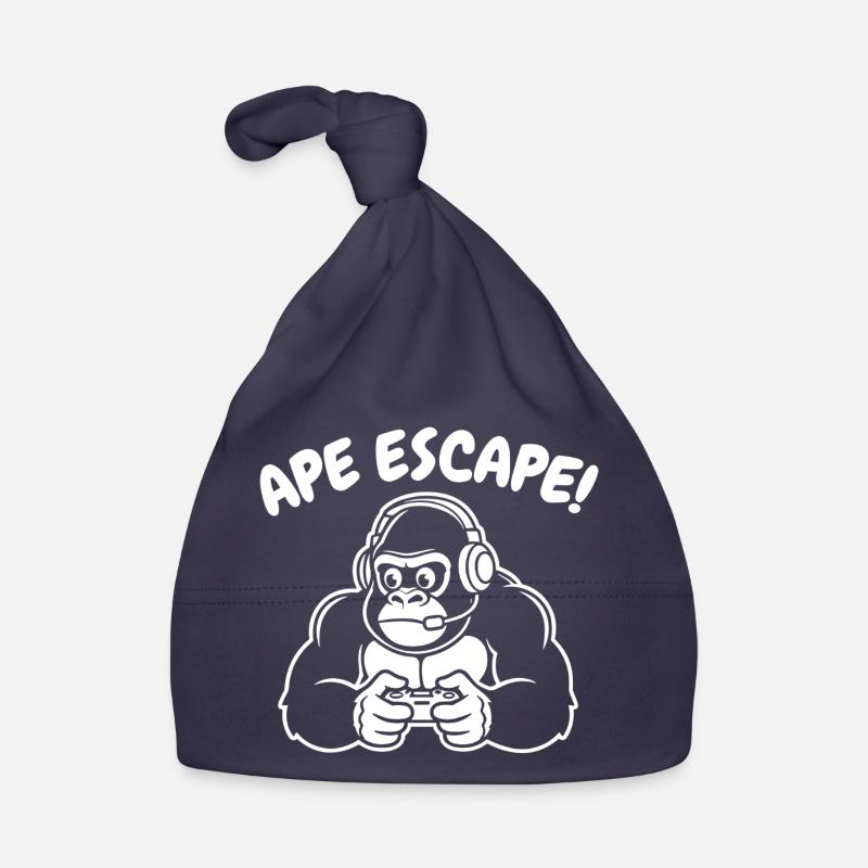 Monkey Gamer with Headset Controller Organic Baby Cap