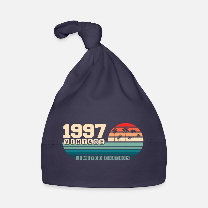 28e anniversaire 1997 Millésime 1997 Coucher de soleil rétro - Bonnet bio Bébé - marine