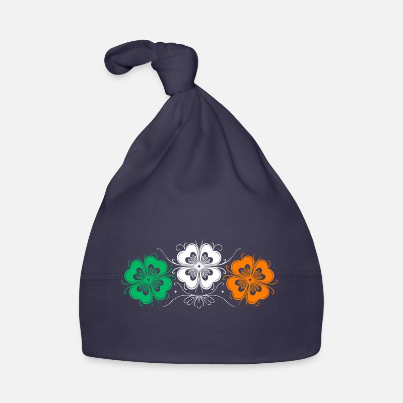 Three St Patrick's Day Shamrocks in Irish Colors Organic Baby Cap
