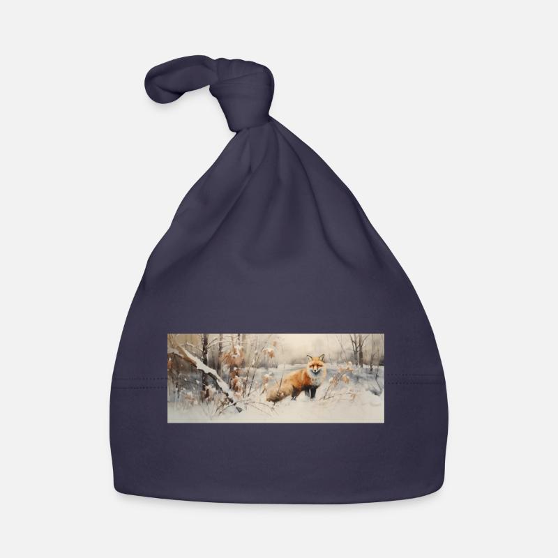 Fuchs Landschaft Schnee Baby Bio-Mütze