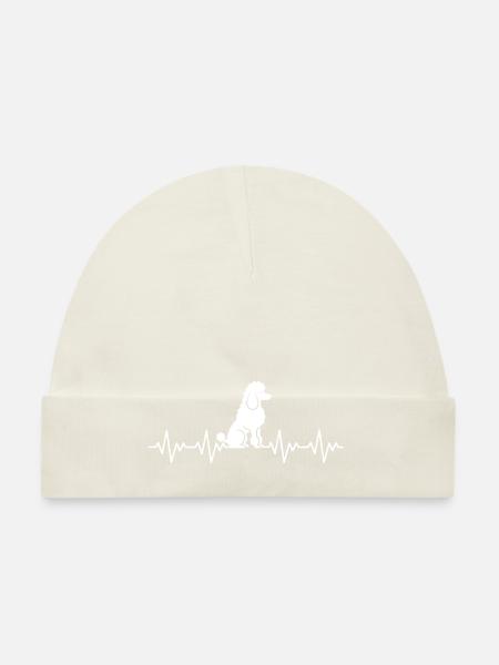 Pudel EKG Herzschlag - Baby Bio-Mütze - Navy - Vorne