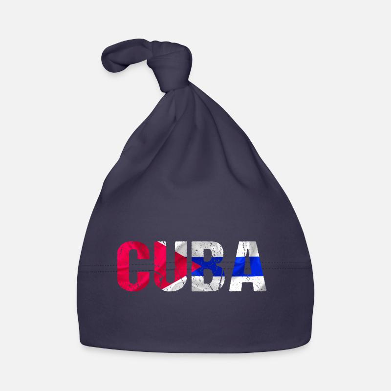 Drapeau de Cuba Cuba - Bonnet bio Bébé - marine
