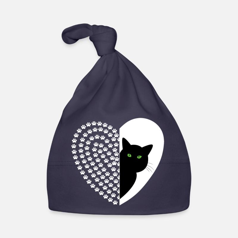 Black cat with floral pattern Organic Baby Cap