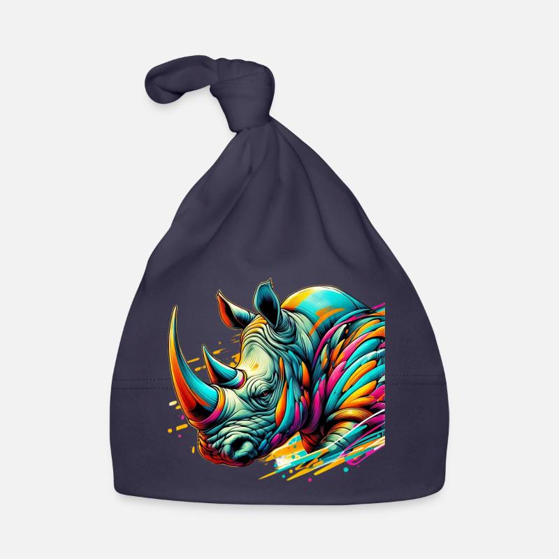 Rhinocéros - Bonnet bio Bébé - marine