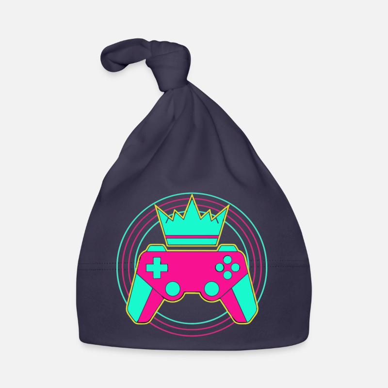 Controller Krone Neon Minimal Zocker Art Baby Bio-Mütze