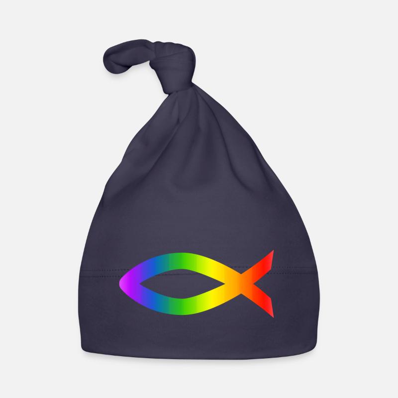 Ichthys Arc-en-ciel de Christl symbole poisson - Bonnet bio Bébé - marine