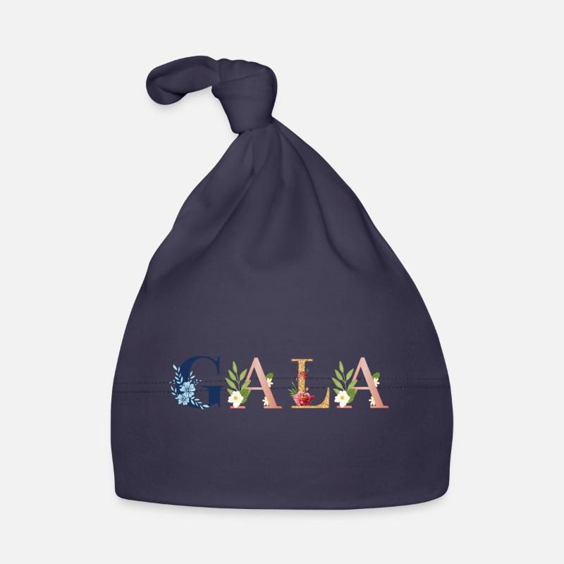 Art du nom de gala avec fleurs brodées Bonnet bio Bébé
