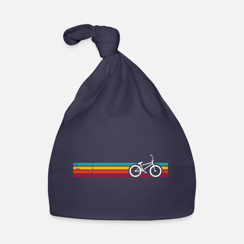 Rayures de vélo arc-en-ciel rétro - Bonnet bio Bébé - marine
