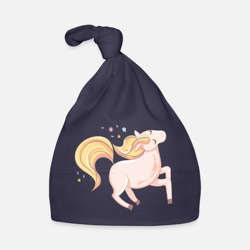 Poney pour enfants - Bonnet bio Bébé - marine