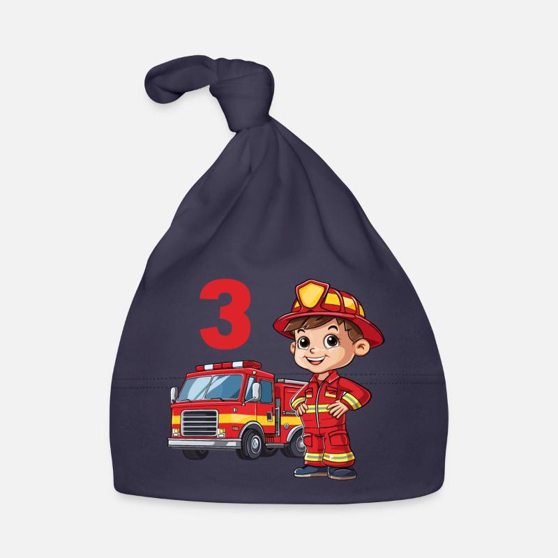 Camion de pompiers 3 anniversaire pompier pompier - Bonnet bio Bébé - marine