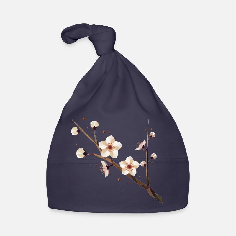 Branche de fleur de prunier – élégance délicate au printemps Bonnet bio Bébé