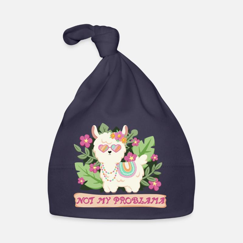 Summer Llama Alpaca - Not my problem - Organic Baby Cap - navy