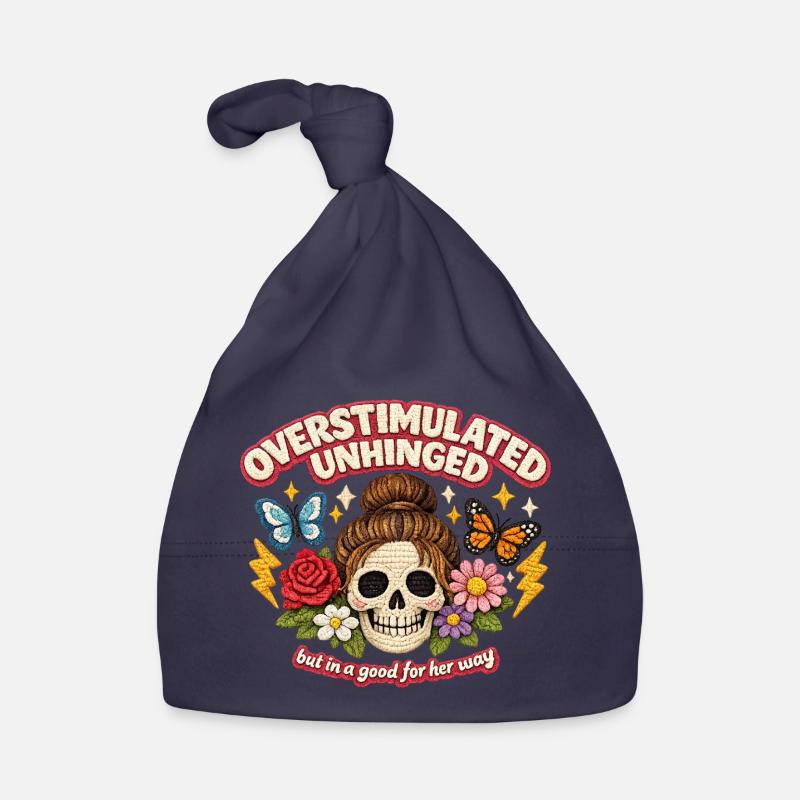 Overstimulated Skull with Flowers Patch Organic Baby Cap
