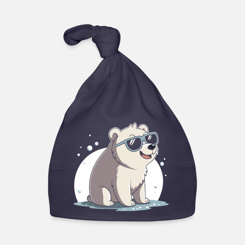 Chic polar bear in glasses Organic Baby Cap