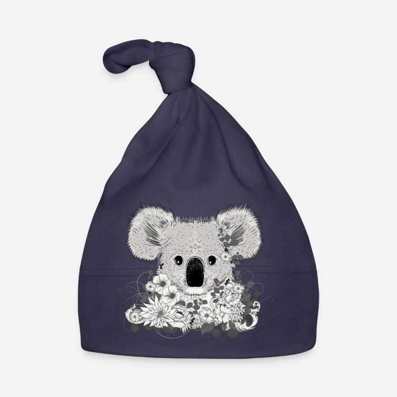 decorated koala bear with flowers and eucalyptus Organic Baby Cap
