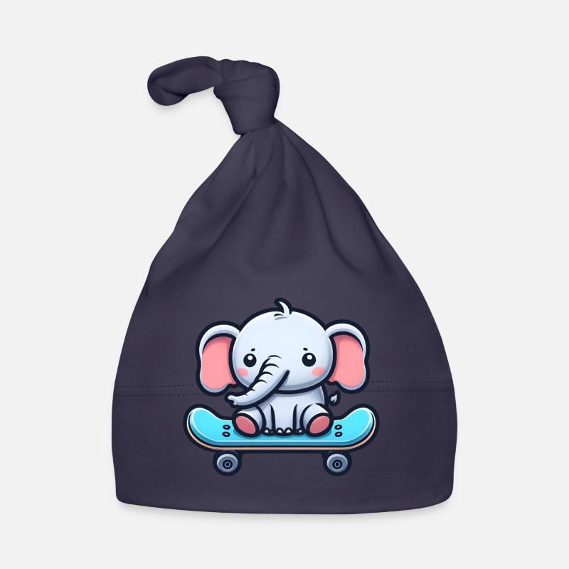 Mignon bébé éléphant avec planche à roulettes Maman éléphant Bonnet bio Bébé