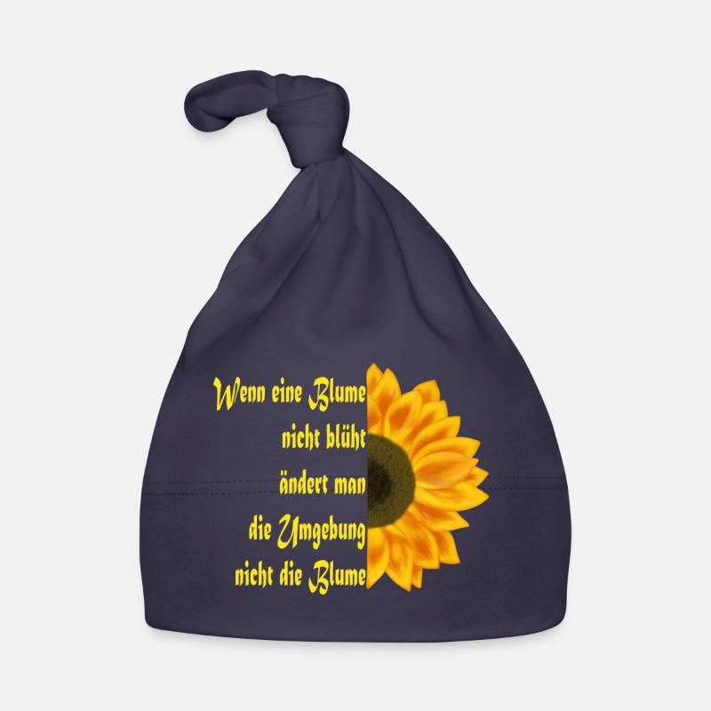 Sonnenblume trifft Textkunst Baby Bio-Mütze