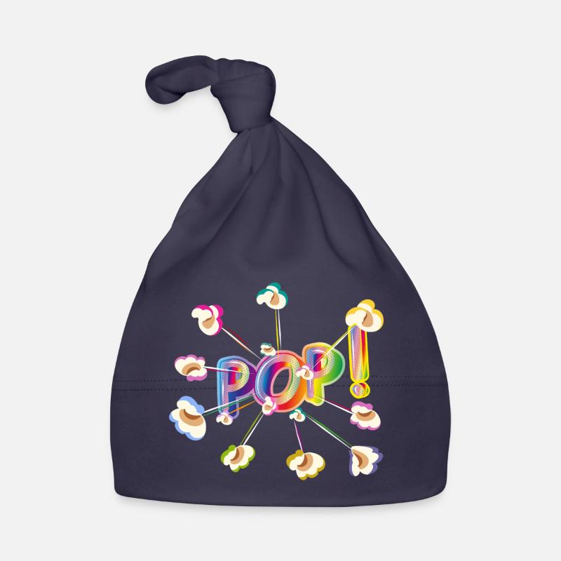 Bright pop typography with colorful popcorn design Organic Baby Cap