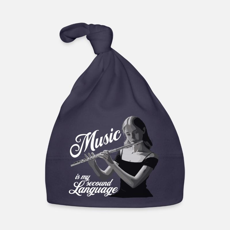 Querflöte - Music is my second language - Baby Bio-Mütze - Navy