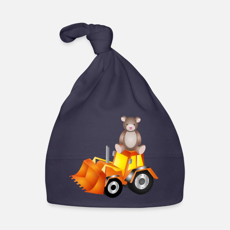Teddy bear on excavator – sweet and strong at the same time Organic Baby Cap