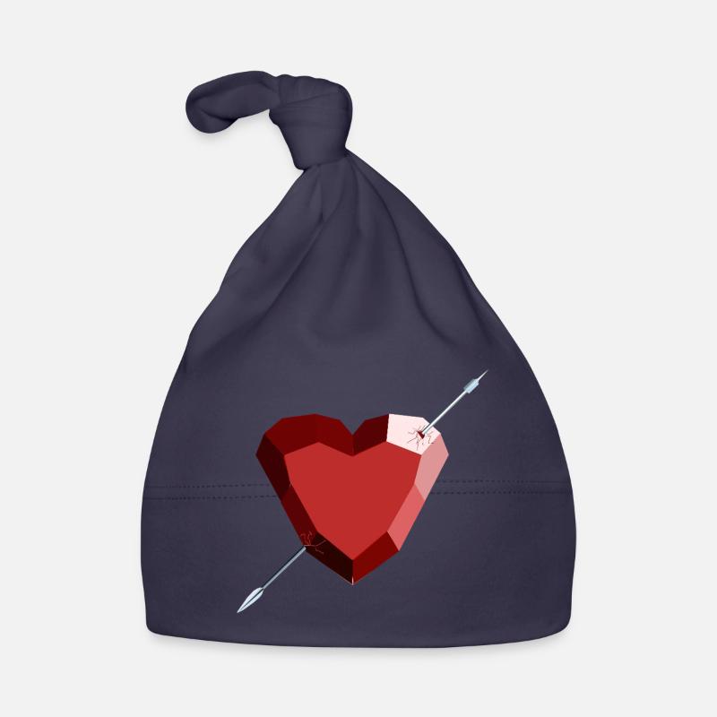 Cœur de rubis blessé – Amour, beauté et rupture - Bonnet bio Bébé - marine