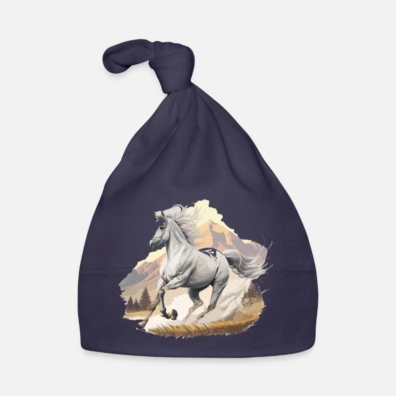 Hoch springendes Pferd in Berglandschaft Baby Bio-Mütze