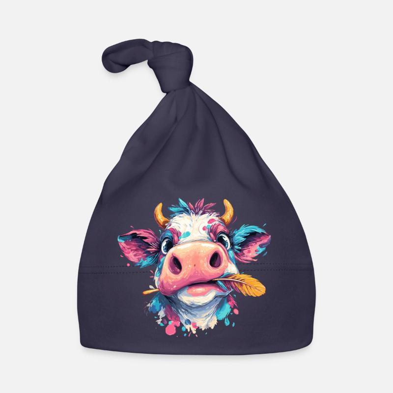 Éclaboussures colorées de tête de vache Bonnet bio Bébé
