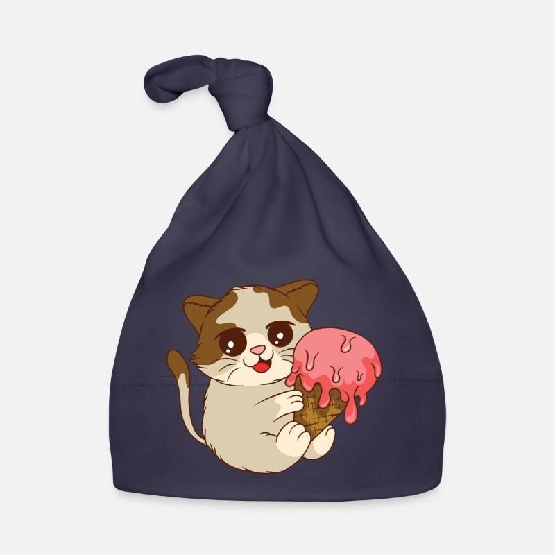 Le chat mange de la glace Bonnet bio Bébé