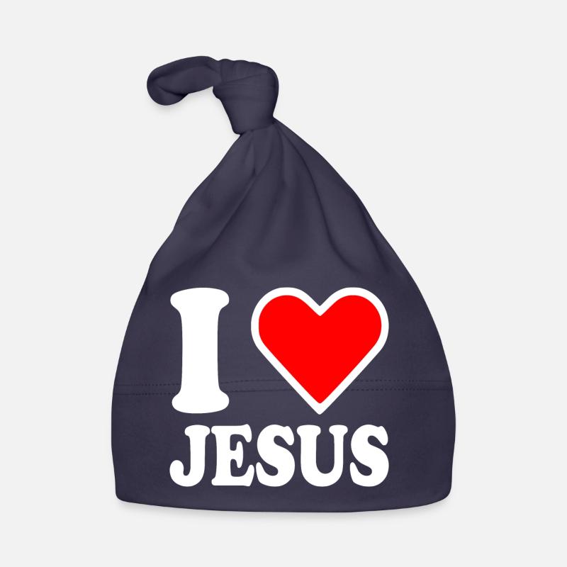 I love jesus - Bonnet bio Bébé - marine