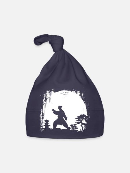 Weibliche Karateka - Baby Bio-Mütze - Navy - Vorne
