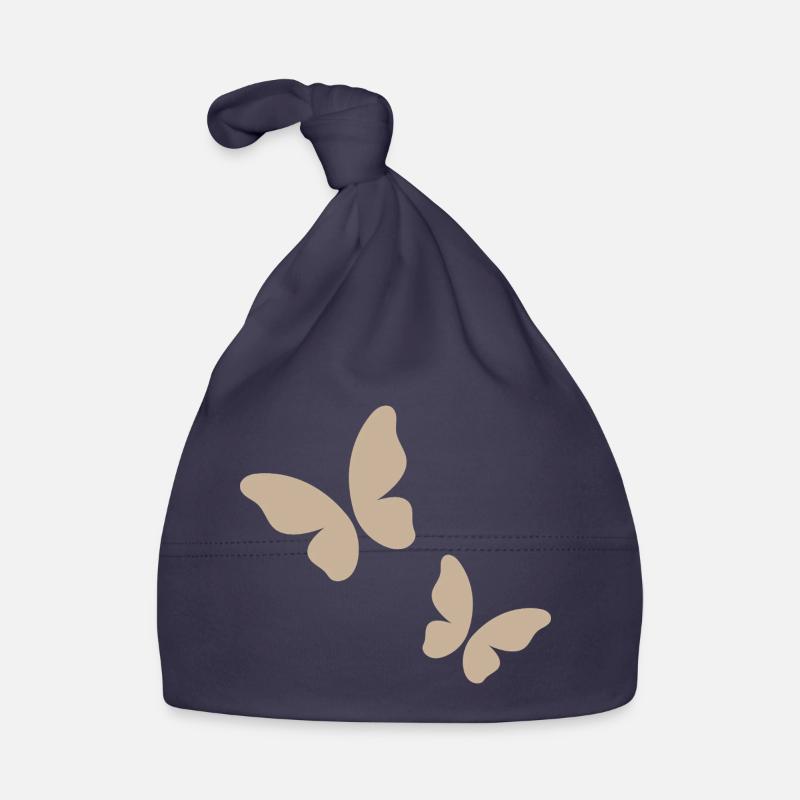 Beige Butterfly Pattern Organic Baby Cap
