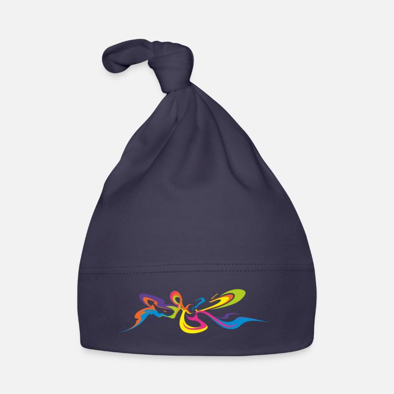 Psychedelic Butterfly - Back Graffiti Design - Organic Baby Cap - navy