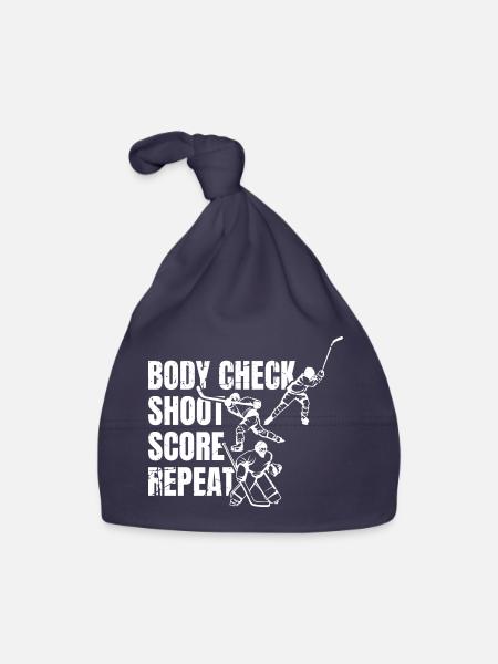 Body Check Shoot Score Repeat - Baby Bio-Mütze - Navy - Vorne